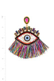 Hot Trendy Eye And Fan Tassel Drop Earring