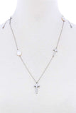 Triple Cross And Pearl Pendant Endless Necklace