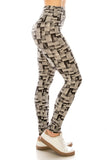 Long Yoga Style Banded Lined Multi Printed Knit Legging With High Waist.